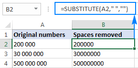 remove all spaces excel